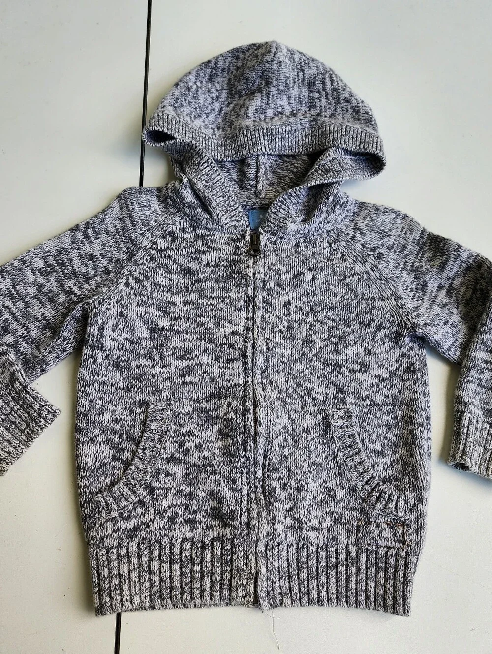Baby Gap Gray Heather Knit Zip Up Hooded Jacket Boys Long Sleeve Size 3T 3 YRS